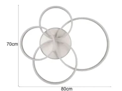 Deckenleuchte DRAKE Silber Fernbedienung 4 LED Ringe dimmbar B: 80cm