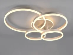Deckenleuchte DRAKE Silber Fernbedienung 4 LED Ringe dimmbar B: 80cm