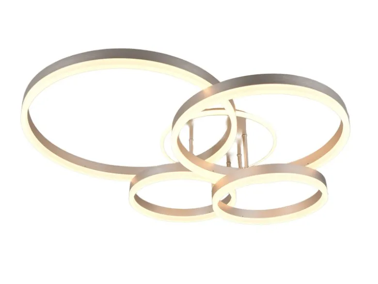 Deckenleuchte DRAKE Silber Fernbedienung 4 LED Ringe dimmbar B: 80cm