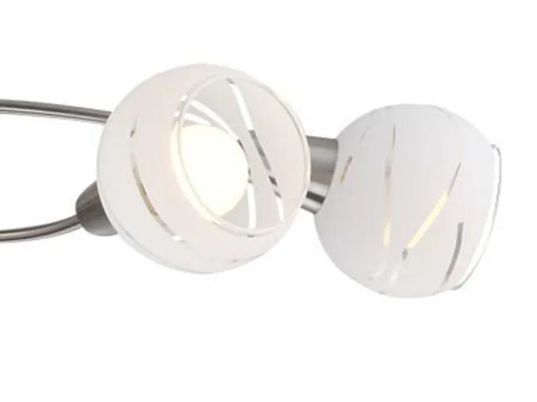 Deckenleuchte ELLIOTT 5-flammig, Glasschirme satiniert, Breite 62cm