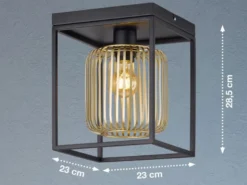 Deckenleuchte 1-flammig Lamellen Lampenschirm Gold, Quadrat 23cm