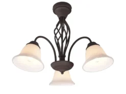 Deckenleuchte 3-flammig Rostoptik mit Glasschirmen Weiß & E14 LEDs Ø 55cm