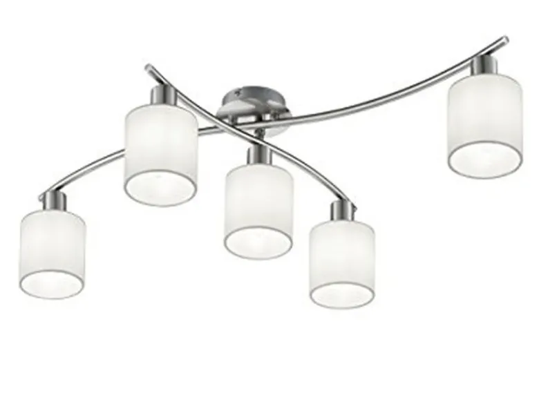 Deckenleuchte GARDA 5 flammig mit Stoffschirmen in Weiß - schwenkbar, B: 80cm