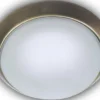 Deckenleuchte, Glas Weiß mit Klarrand, Dekorring Altmessing, Ø 40cm