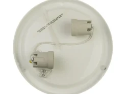 Deckenleuchte, Glas Weiß mit Klarrand, Dekorring Messing poliert, Ø 40cm