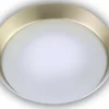 Deckenleuchte, Glas Weiß mit Klarrand, Dekorring Messing matt, Ø 25cm