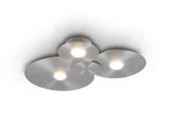 Deckenleuchte GRAVITY flach, 3 Scheiben mit LED Ringen, Alu gebürstet, B: 69cm
