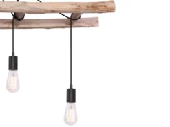 Deckenleuchte IRMGARD 4-flammig mit Leiter Holzbalken, Breite 115cm