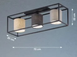 Deckenleuchte ISKO 3-flammig Stoffschirme mehrfarbig, Breite 70cm