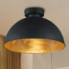 Deckenleuchte JIMMY mit Metall Lampenschirm Schwarz & Gold, Ø 31cm