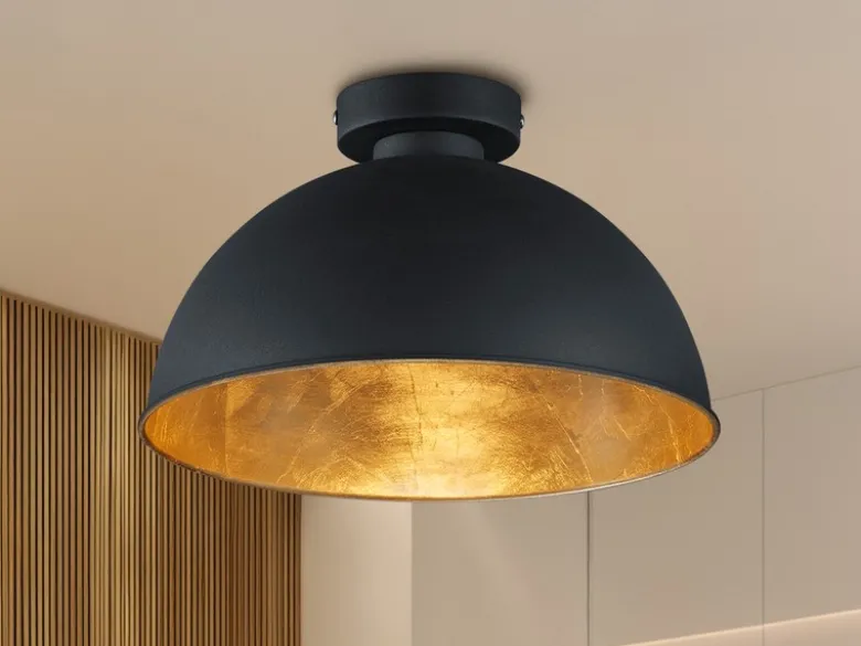 Deckenleuchte JIMMY mit Metall Lampenschirm Schwarz & Gold, Ø 31cm
