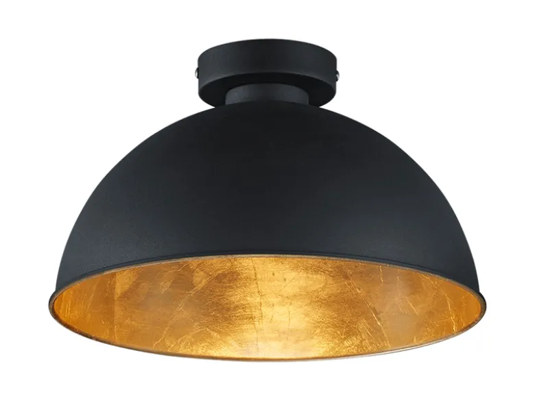 Deckenleuchte JIMMY mit Metall Lampenschirm Schwarz & Gold, Ø 31cm