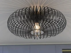 Deckenleuchte JOHANN Gitter Lampenschirm Metall in Schwarz, Ø 50cm