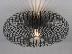 Deckenleuchte JOHANN Gitter Lampenschirm Metall in Schwarz, Ø 50cm