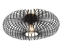 Deckenleuchte JOHANN Gitter Lampenschirm Metall in Schwarz, Ø 50cm