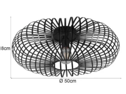 Deckenleuchte JOHANN Gitter Lampenschirm Metall in Schwarz, Ø 50cm
