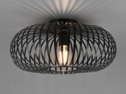 Deckenleuchte JOHANN Gitter Lampenschirm Metall in Schwarz, Ø 40cm