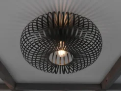 Deckenleuchte JOHANN Gitter Lampenschirm Metall in Schwarz, Ø 40cm