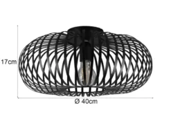 Deckenleuchte JOHANN Gitter Lampenschirm Metall in Schwarz, Ø 40cm