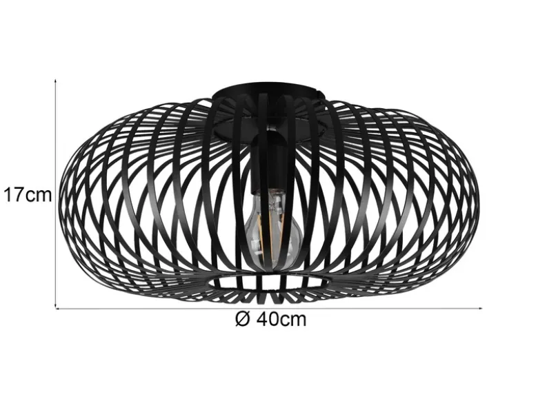 Deckenleuchte JOHANN Gitter Lampenschirm Metall in Schwarz, Ø 40cm