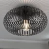 Deckenleuchte JOHANN Gitter Lampenschirm Metall in Schwarz, Ø 30cm