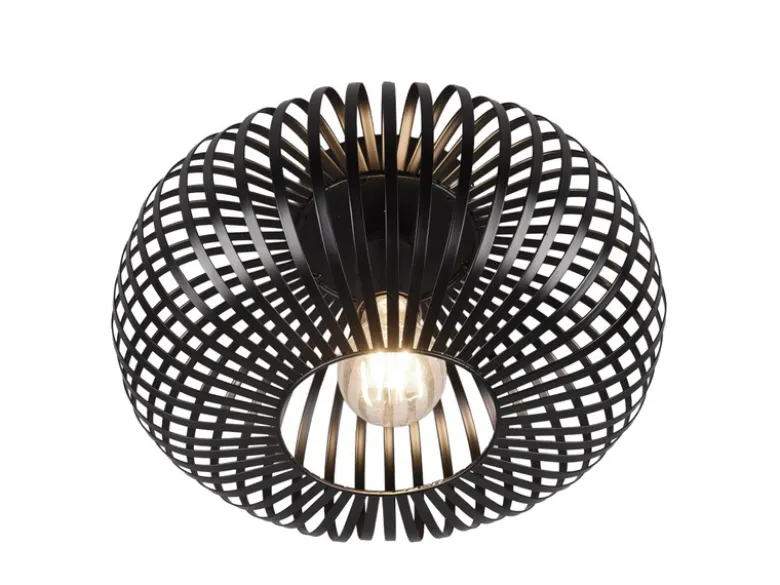 Deckenleuchte JOHANN Gitter Lampenschirm Metall in Schwarz, Ø 30cm