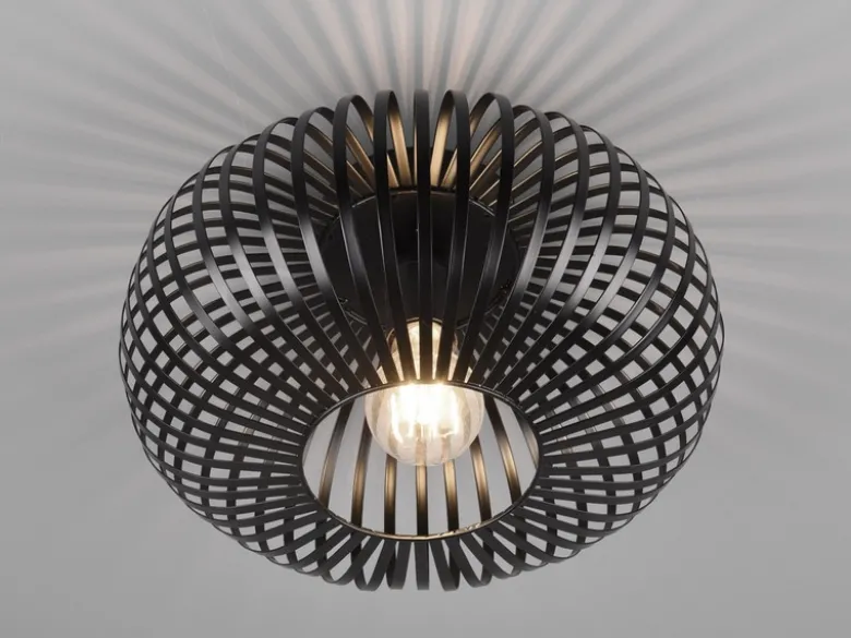 Deckenleuchte JOHANN Gitter Lampenschirm Metall in Schwarz, Ø 30cm