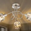 Deckenleuchte KRIS 3-flammig mit Glas Kristallen in Silber, Ø 38cm