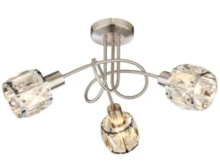 Deckenleuchte KRIS 3-flammig mit Glas Kristallen in Silber, Ø 38cm