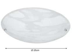 Deckenleuchte LANA mit Glas Lampenschirm Weiß Alabaster, Ø 25cm