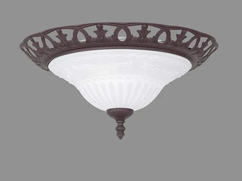 Deckenleuchte Landhausstil Rostoptik mit Glasschirm Weiß & E27 LED Ø 38cm