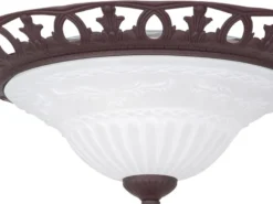 Deckenleuchte Landhausstil Rostoptik mit Glasschirm Weiß & E27 LED Ø 38cm