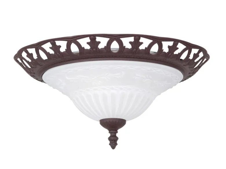 Deckenleuchte Landhausstil Rostoptik mit Glasschirm Weiß & E27 LED Ø 38cm