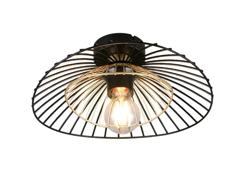 Deckenleuchte LAURIS mit Gitter Lampenschirm Schwarz Gold, Ø 30cm