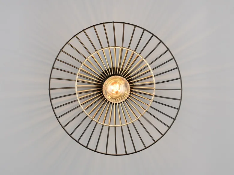 Deckenleuchte LAURIS mit Gitter Lampenschirm Schwarz Gold, Ø 30cm