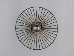 Deckenleuchte LAURIS mit Gitter Lampenschirm Schwarz Gold, Ø 30cm