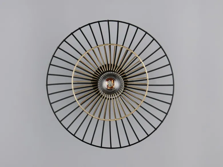 Deckenleuchte LAURIS mit Gitter Lampenschirm Schwarz Gold, Ø 30cm