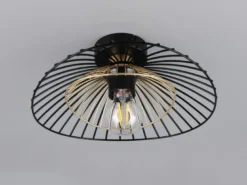 Deckenleuchte LAURIS mit Gitter Lampenschirm Schwarz Gold, Ø 30cm