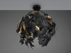 Deckenleuchte LEAVY mit Blätter Lampenschirm Schwarz Gold, Ø 38cm