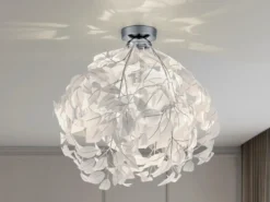 Deckenleuchte LEAVY mit Blätter Lampenschirm in Weiß Ø 38cm