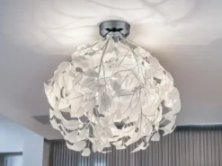 Deckenleuchte LEAVY mit Blätter Lampenschirm in Weiß Ø 38cm
