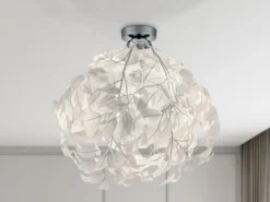 Deckenleuchte LEAVY mit Blätter Lampenschirm in Weiß Ø 38cm