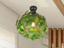 Deckenleuchte LEAVY mit Blätter Lampenschirm in Grün, Ø 38cm