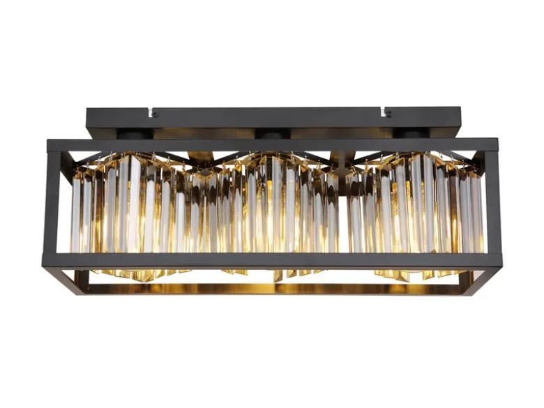 Deckenleuchte MATHILDE mit Rauchglas Kristallen 3-flammig, Breite 51cm