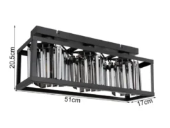 Deckenleuchte MATHILDE mit Rauchglas Kristallen 3-flammig, Breite 51cm