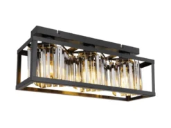 Deckenleuchte MATHILDE mit Rauchglas Kristallen 3-flammig, Breite 51cm