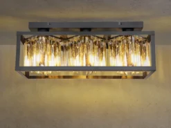 Deckenleuchte MATHILDE mit Rauchglas Kristallen 3-flammig, Breite 51cm