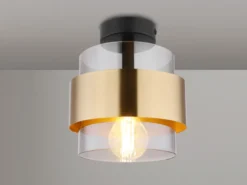 Deckenleuchte MILLEY mit Rauchglas Lampenschirm Messingring, Ø 18cm