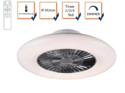 Deckenleuchte mit Ventilator 59cm Fernbedienung, dimmbar, Sternenhimmel