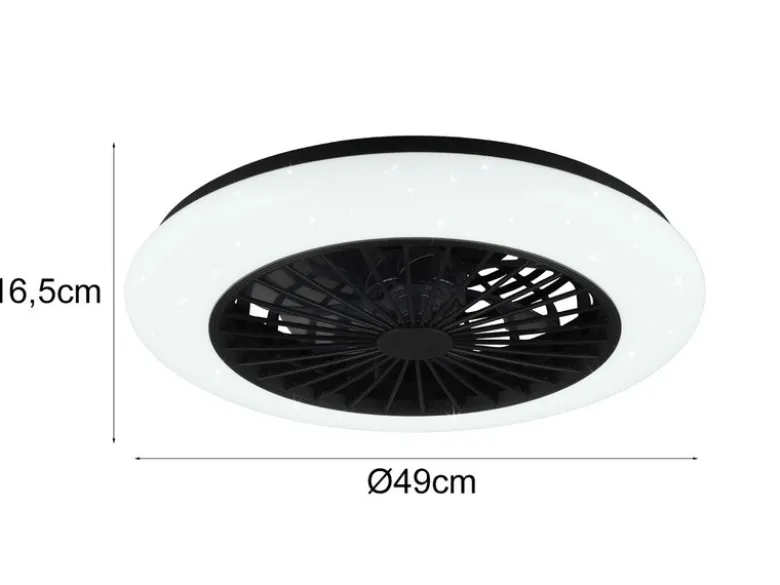 Deckenleuchte mit Ventilator STRALSUND Fernbedienung Sternenhimmel, Ø 50cm